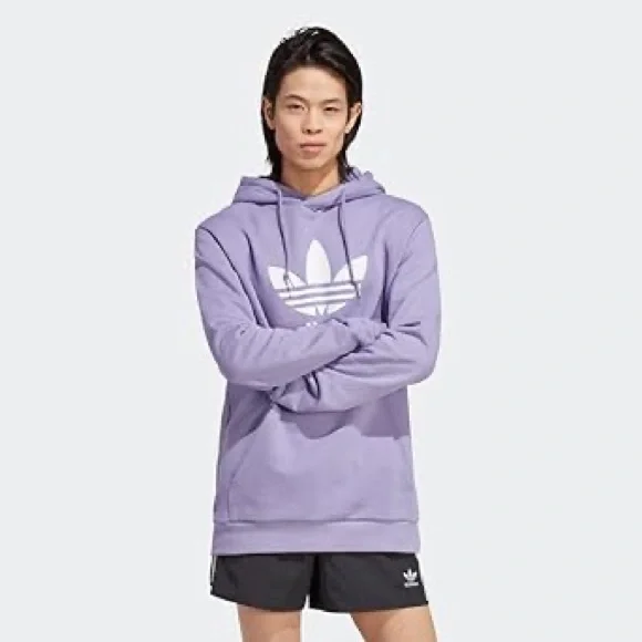 adidas Originals mens Adicolor Classics Trefoil Hoodie in light purple+ white - Picture 4 of 8